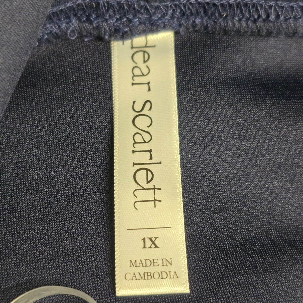Dear Scarlett 1X Navy Blue Cowl Neck Long Sleeve Tunic Top Womens Plus Size - Picture 4 of 7